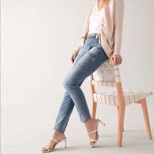 WHBM MID-RISE STUDDED SKINNY ANKLE JEANS LIGHT WASH DENIM SZ 8 EUC